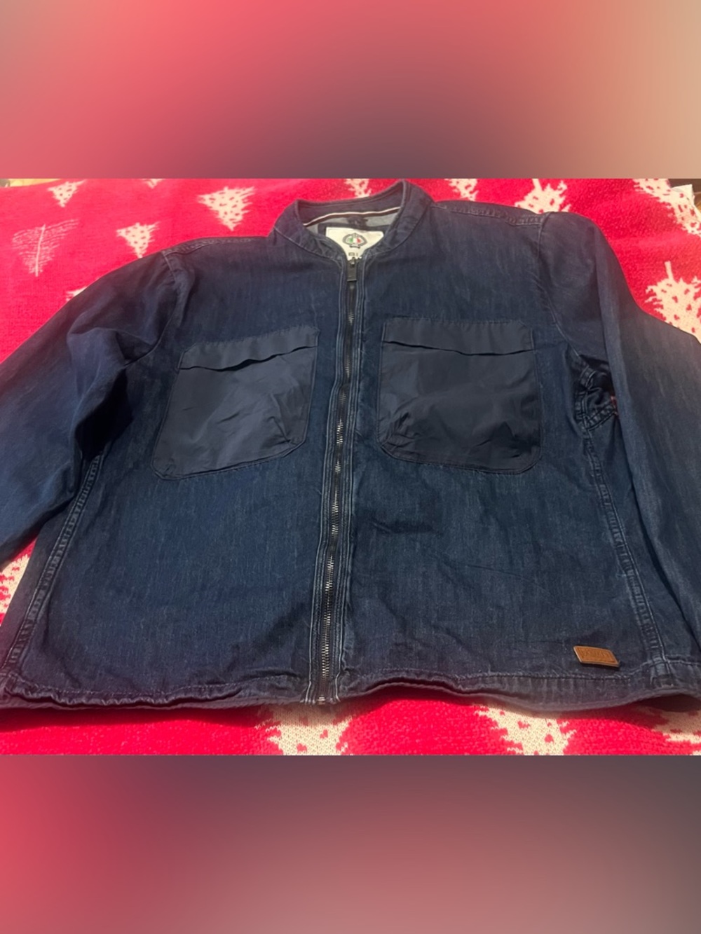 Fabiani Men’s Dark Wash Denim Bomber Jacket- XL - Excellent Condition